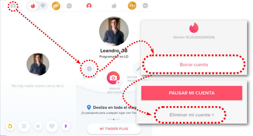 Eliminar cuenta de tinder.